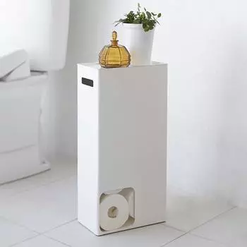 YAMAZAKI Tower Toilettenpapier-Ständer 8 Rollen mit Ablage, weiß, Metall