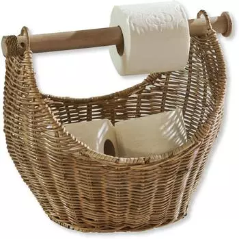 Loberon Liope Toilettenpapierhalter Rattan, braun (19486-2-1)