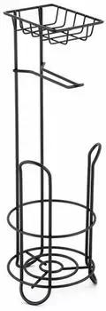 MSV Toilettenpapierhalter stehend, Metall, schwarz matt, 3 Rollen (MSV23-142641)