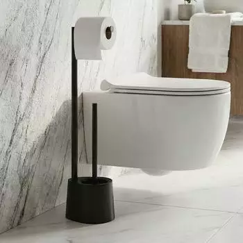 Gerster STILK WC-Garnitur mit Papierhalter, schwarz, 63cm