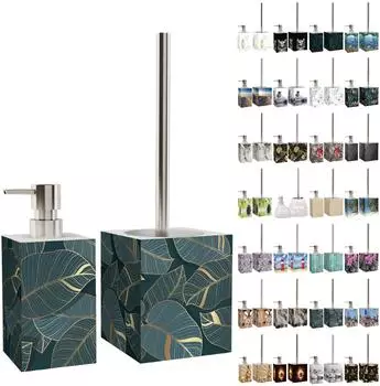 Sanilo Badezimmer-Set Seifenspender & WC-Bürste Monstera, 2-tlg.