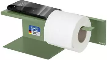 Wenko Lizan Turbo-Loc® Toilettenpapierhalter mit Ablage, Stahl, grün matt (26591100)