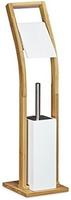 Relaxdays Stand WC Garnitur, HBT:75x19x19cm, Toilettenb&uuml;rstenhalter aus Bambus mit