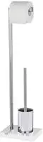 WENKO WC-Garnitur "Noble White" aus Polyresin (Kunststein) Stahl Standgarnitur mit