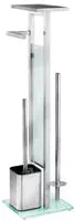 WENKO WC-Garnitur "Debar" aus Edelstahl Glas Stand WC-Garnitur