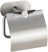 WENKO Turbo-Loc Edelstahl Toilettenpapierhalter mit Deckel Mod. Orea Matt mit Deckel