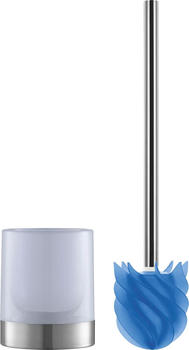 LOOMAID WC-Bürste aus Silikon - Edelstahl/Blau - inkl. Bürstenhalter (milchig)