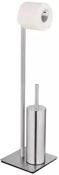 Wenko Stand WC Garnitur Recco Edelstahl satiniert WC Bürste mit Silikon Bürstenkopf (25378100)