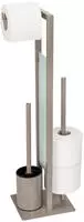 Wenko WC-Garnitur Rivalta, mit Ersatzrollenhalter, Metall & Glas taupe