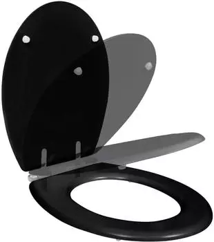 vidaXL WC Sitz MDF Deckel mit Absenkautomatik schwarz (140799)