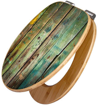 Banjado Design WC Sitz Bambus Absenkautomatik Grünes Holz (TDB2 12157)