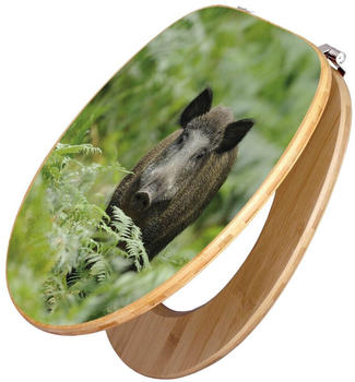 Banjado Design WC Sitz Bambus 44x38x5cm Wildschwein (TDB 10495)