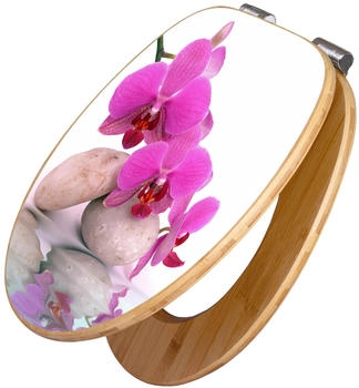 Banjado Design WC Sitz Bambus Holz Mit Absenkautomatik Orchidee