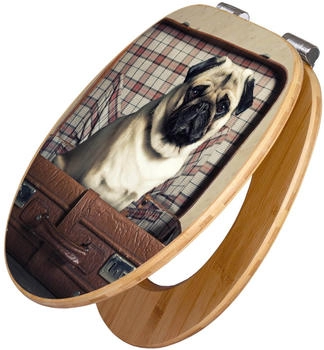 Banjado Design WC Sitz Bambus Holz Mit Absenkautomatik Mops Im Koffer