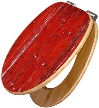 Banjado Design WC Sitz Bambus Holz Mit Absenkautomatik Rote Holzlatten