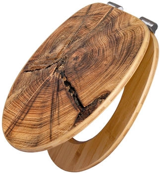 Banjado Design WC Sitz Bambus Holz Mit Absenkautomatik Jahresringe