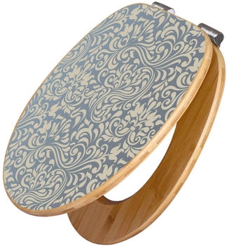 Banjado Design WC Sitz Bambus Holz Mit Absenkautomatik Blaues Ornament