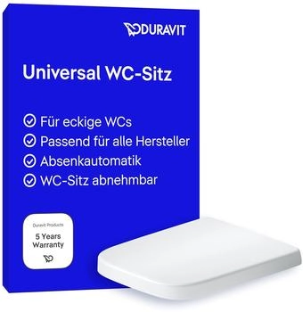 Duravit Univavo WC-Sitz Eckig mit Absenkautomatik, abnehmbar, Scharniere Edelstahl, Weiß (0023790000)