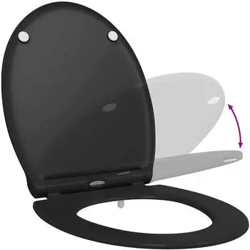 vidaXL Toilettensitz Duroplast Soft-Close Schwarz 47x37,5cm