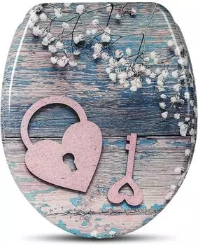 Woltu WC-Sitz Heart Key mit Absenkautomatik, Duroplast (WS2745)