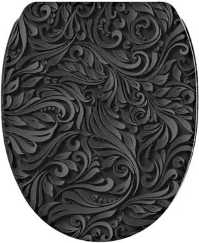 Sanilo WC-Sitz "Floral" mit Absenkautomatik und Schnellverschluss, Holz, schwarz