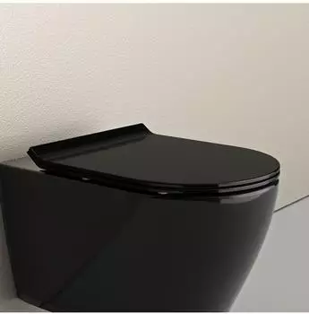 Bernstein U2019 WC-Sitz flach, Duroplast, schwarz gl&auml;nzend, Softclose (U2019)