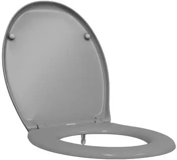 vidaXL Toilettensitz grau, Duroplast, Absenkautomatik, Quick Release (47x37x4cm)