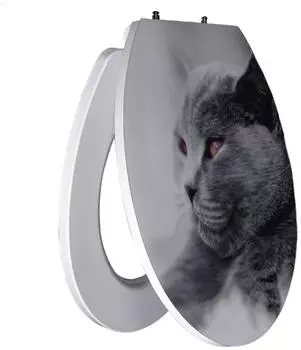 PRIMASTER WC-Sitz mit Absenkautomatik Katze 3D, wei&szlig; (YHUF-X35-3D(05))
