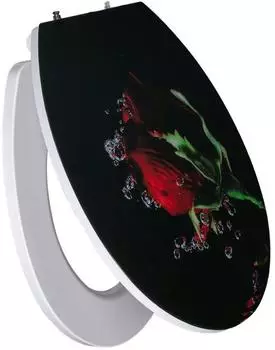PRIMASTER WC-Sitz mit Absenkautomatik "Rote Rose", wei&szlig;, abnehmbar (YHUF-X35-HG04)