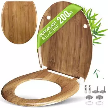 Casaria WC-Sitz Absenkautomatik Quick Release Duroplast Bambus-Optik (108926)