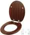 Relaxdays WC-Sitz mit Absenkautomatik, oval, MDF, dunkelbraun (10052443_746)