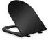 Relaxdays WC-Sitz D-Form Absenkautomatik Quick Release, Duroplast, schwarz (10045566_0)