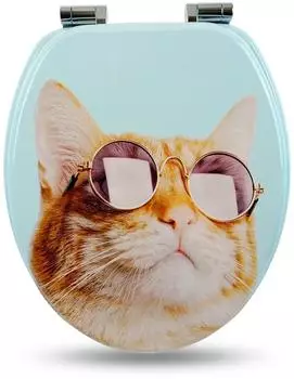 Sanfino Premio WC-Sitz mit Absenkautomatik "Cool Cat", Holz (W1047C)