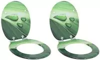 vidaXL Soft-Close Toilettensitz 2 Stk. Gr&uuml;ner Tropfen 44 x 38 cm