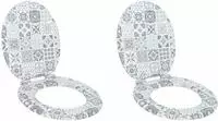 vidaXL Soft-Close Toilettensitz 2 Stk. Blau und Wei&szlig; Porzellan