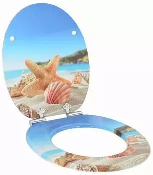 vidaXL Toilettensitz Soft-Close Meeresmuschel, MDF, 44x38cm