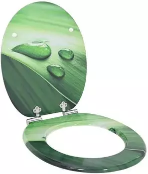 vidaXL Toilettensitz mit Soft-Close, grüner Tropfen, MDF, 44x38cm