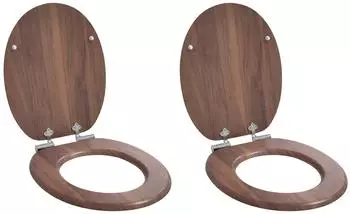 vidaXL Toilettensitz Soft-Close MDF braun, 2er-Set (44x38cm)