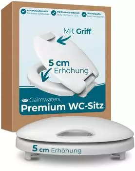 Calmwaters Erh&ouml;hter WC-Sitz +5cm mit Griff, Absenkautomatik, Duroplast (26LP6230)