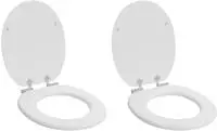vidaXL Toilettensitz 2 pcs Wei&szlig; 44 x 38 cm Holzwerkstoff