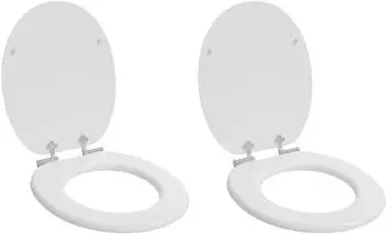 vidaXL Toilettensitz Soft-Close, MDF, wei&szlig;, 44x38cm, 2 Stk.