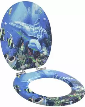 vidaXL Soft-Close Toilettensitz blau, MDF, 44x38cm (42027179)
