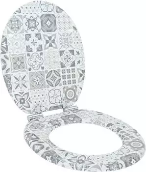 vidaXL WC-Sitz Soft-Close, Porzellan blau/wei&szlig;, 44x38cm