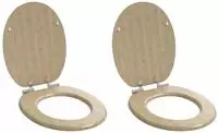 vidaXL Toilettensitz 2 pcs Heller Bambusfarbton 44 x 38 cm