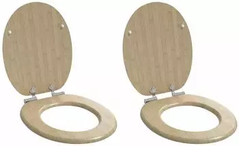 vidaXL Toilettensitz Soft-Close heller Bambuston 44x38cm, 2 Stk. (3414532)