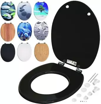 Casaria WC-Sitz D-Form, MDF, Absenkautomatik, schwarz (108584)