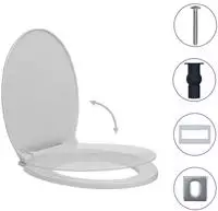 vidaXL Toilettensitz mit Absenkautomatik Quick-Release Hellgrau Oval
