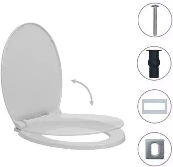 vidaXL Toilettensitz mit Absenkautomatik Quick-Release, hellgrau, oval (8719883818696)