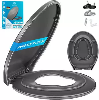 Kesser WC-Sitz mit Absenkautomatik & Softclose, Duroplast, grau