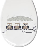 Kleine Wolke WC-Sitz "Eulen" taupe, mit Absenkautomatik, 37 x 45 cm